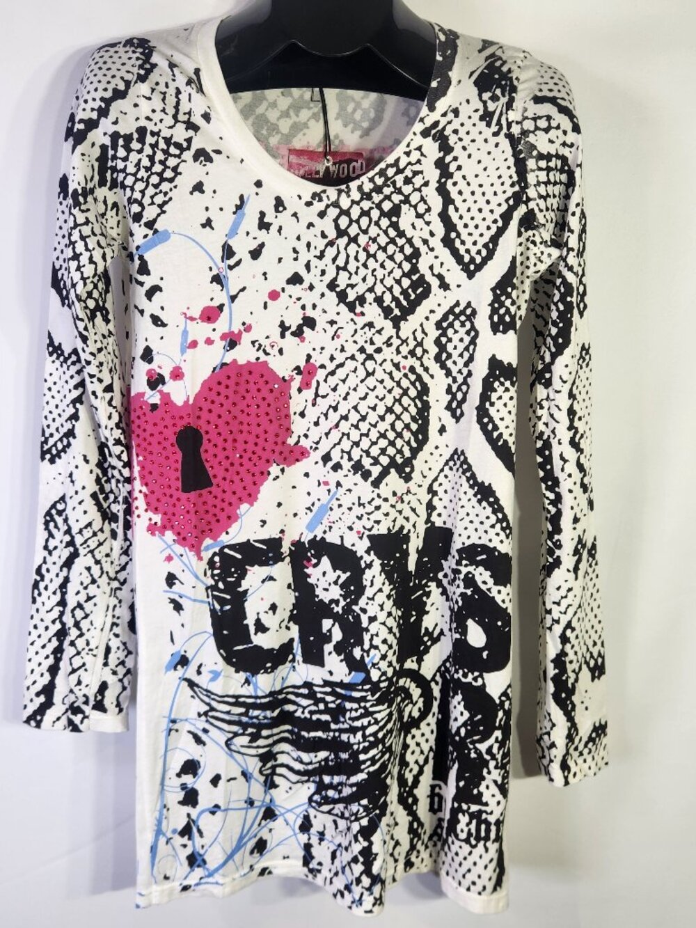Crystal Rock by Christian Audigier Limited Edition #461/1000 Snake Locket Tee- L